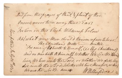 Lot #323 William Wilberforce Autograph Manuscript Signed - Bible Verse - Image 1