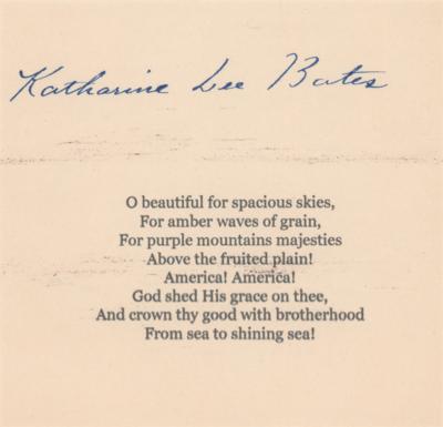 Lot #612 Katherine Lee Bates Signature - Image 1