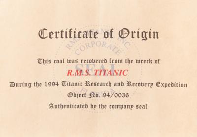 Lot #311 Titanic: Coal Piece Recovered from Wreck Site - Image 5