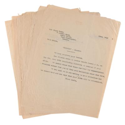 Lot #308 Titanic: White Star Line (9) Carbon Copy Letters - Regarding Insurance Claims Issued to White Star Line After the Sinking of the RMS Titanic - Image 1