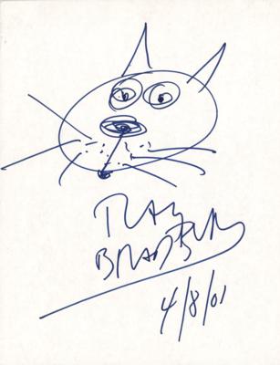 Lot #613 Ray Bradbury Original 'Cat' Sketch