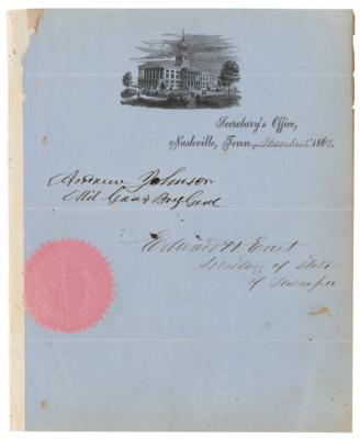 Lot #88 Andrew Johnson Signature as Military Governor of Tennessee (1863) - Image 1