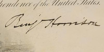 Lot #73 Benjamin Harrison Document Signed as President - Image 2