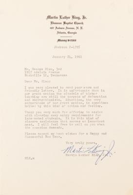 Lot #165 Martin Luther King, Jr. Typed Letter Signed on Segregation in Higher Education: "It is unfortunate that in our great nation the citadels of higher learning are still the targets of defamation and segregationists" - Image 1