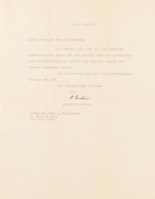 Lot #182 Albert Einstein Typed Letter Signed, Sending Thanks for an "Astronomic Atlas" - Image 1
