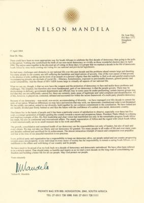 Lot #271 Nelson Mandela Typed Letter Signed on the Future of South Africa - Image 1