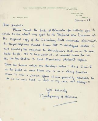 Lot #341 Montgomery of Alamein Autograph Letter