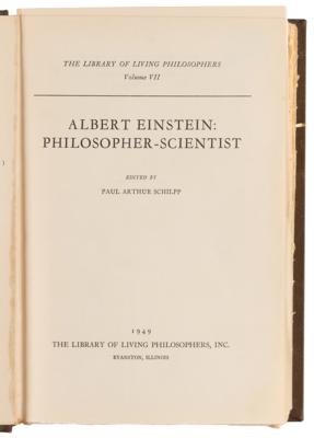 Lot #179 Albert Einstein Signed Book - Philosopher-Scientist: Volume VII of the Influential Library of Living Philosophers Book Series - Image 5