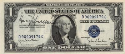 Lot #120 Harry S. Truman Signed One-Dollar Bill -
