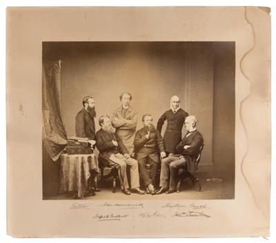 Lot #150 Treaty of Washington (1871) Oversized Album Photograph by Mathew Brady, Signed by All (6) British High Commissioners - Image 1