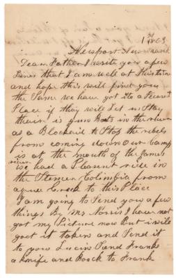 Lot #350 Civil War Soldier Letter - Mentioning a Blockade of Gun Boats 'to stop the rebels' - Image 1