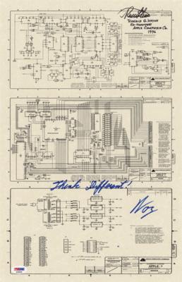 Lot #3095 Steve Wozniak and Ron Wayne Signed Apple-1 Schematic - Image 1