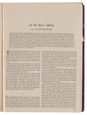 Lot #3145 Vannevar Bush: 'As We May Think' in The Atlantic (July 1945) - Image 3