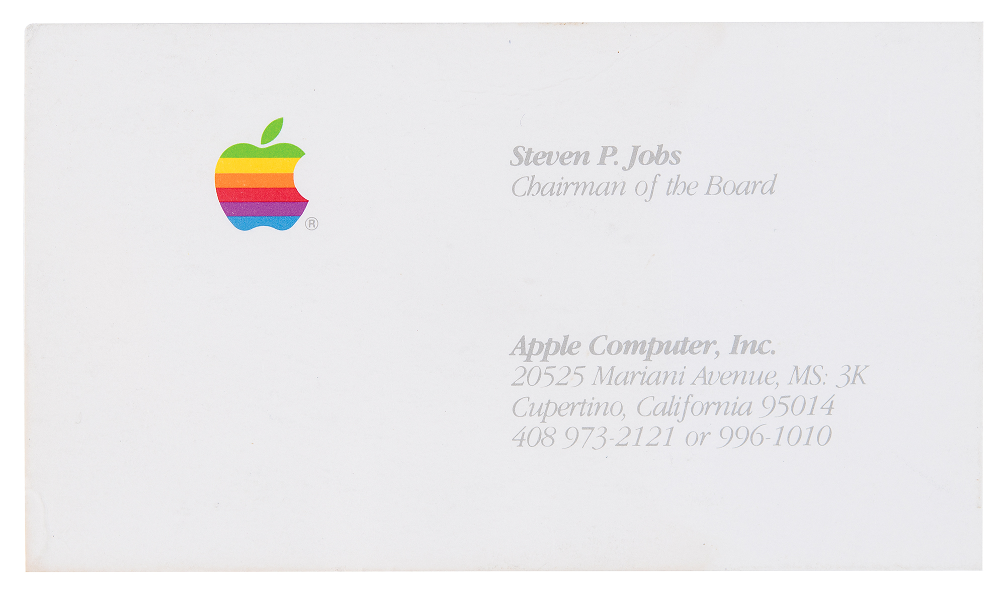 Steve Jobs Apple Business Card | RR Auction