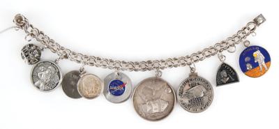 Lot #4011 Gus Grissom: Charm Bracelet with Flown Liberty Bell 7 Dime and Flown Gemini 3 Fliteline Medallion - Image 1