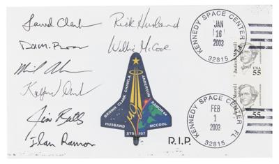 Lot #4371 STS-107 Space Shuttle Columbia Crew-Signed Cover - Image 1