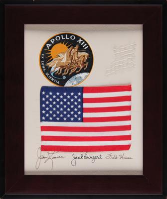 Lot #4216 Apollo 13 Crew-Signed Presentation with Flag, Beta Patch, and Netting [Attested as Flown by Bill Whipkey] - Image 4