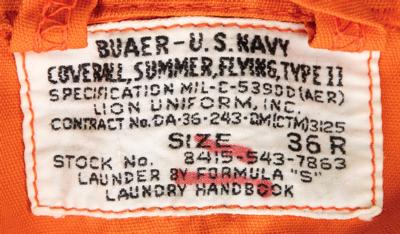 Lot #4170 Richard Gordon Signed U.S. Navy Type II Flight Suit - Image 6