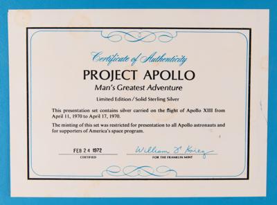 Lot #4229 Apollo 13: Franklin Mint Limited Edition Medallion Set - 'Project Apollo' (1972) - Image 10