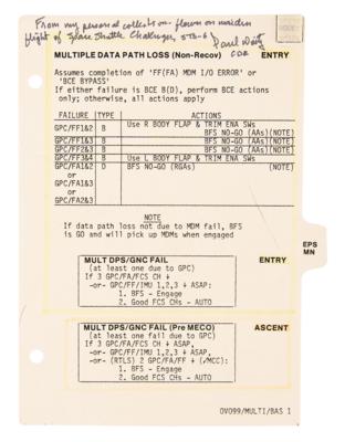 Lot #4374 STS-6 Flown Checklist Page Signed by Paul Weitz - Image 1