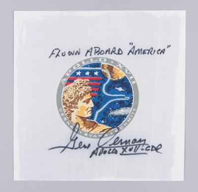 Lot #4295 Apollo 17 Flown Beta Patch Signed by Gene Cernan - Image 1