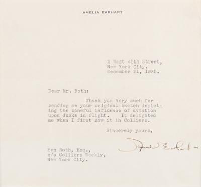 Lot #4418 Amelia Earhart Typed Letter Signed to a Collier's Weekly Artist - Image 2