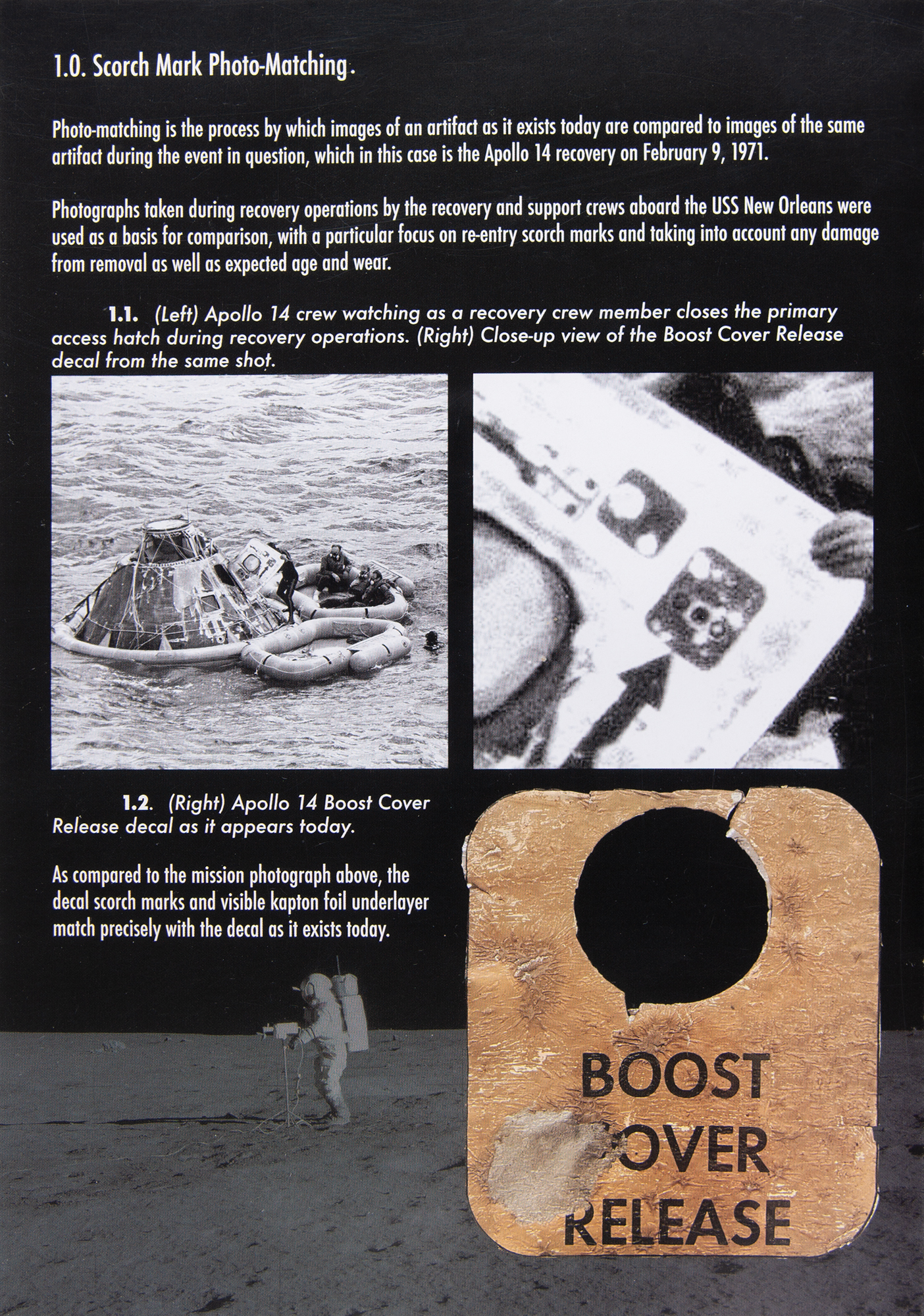 Lot #4244 Apollo 14 Flown 'Boost Cover Release' Hatch Label from the Command Module Kitty Hawk - Image 5