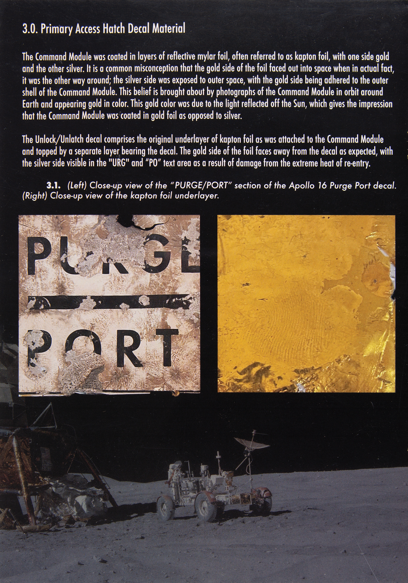 Lot #4275 Apollo 16 Flown 'Purge Port' Hatch Label from the Command Module Casper - Image 7