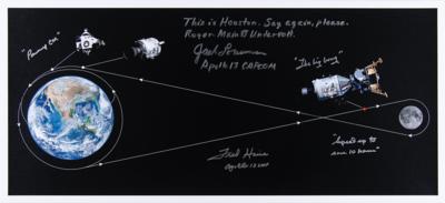 Lot #4238 Fred Haise and Jack Lousma Signed Apollo 13 Panoramic Print - Image 1