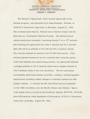 Lot #4029 Gemini 5 Signed Mission Report - Issued to the National Aeronautic Association - Image 2