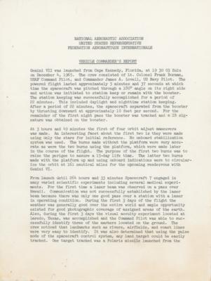 Lot #4028 Frank Borman Signed Gemini 7 Flight Report - Issued to the National Aeronautic Association - Image 2