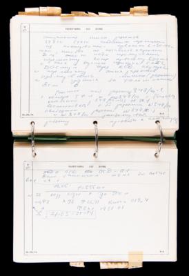 Lot #4407 Alexei Leonov's Apollo-Soyuz Flown and Extensively Annotated Commander's Logbook - Image 13
