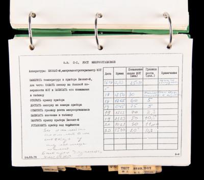Lot #4407 Alexei Leonov's Apollo-Soyuz Flown and Extensively Annotated Commander's Logbook - Image 8
