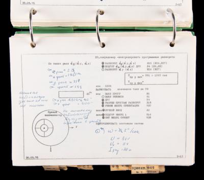 Lot #4407 Alexei Leonov's Apollo-Soyuz Flown and Extensively Annotated Commander's Logbook - Image 9