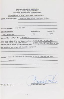 Lot #4095 Apollo 11 Official NAA/FAI ‘Manned Spacecraft Records’ Report Booklet - One of Three Issued by the United States - Image 12