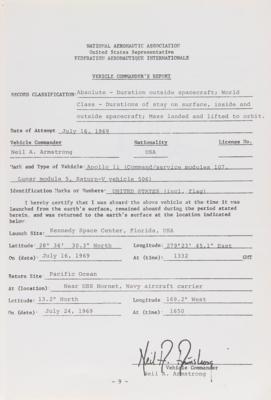 Lot #4095 Apollo 11 Official NAA/FAI ‘Manned Spacecraft Records’ Report Booklet - One of Three Issued by the United States - Image 5