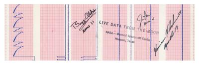 Lot #4317 Moonwalkers: Buzz Aldrin, Jim Irwin, and Harrison Schmitt Signed 'Live Data from the Moon' Seismic Reading Sheet - Image 1