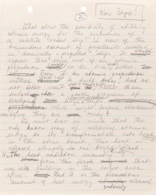 Lot #4355 Wernher von Braun Handwritten Manuscript on Rocket Propulsion and Atomic Energy - Image 2