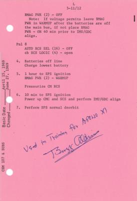 Lot #4127 Apollo 11 Launch Operations Training-Used Checklist - From the Collection of Buzz Aldrin - Image 1