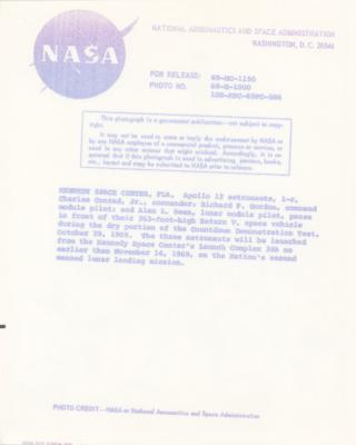 Lot #4178 Apollo 12 Crew-Signed Photograph - Image 2