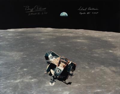 Lot #4123 Apollo 11: Neil Armstrong Signature with Buzz Aldrin and Michael Collins Signed Photograph - Image 2