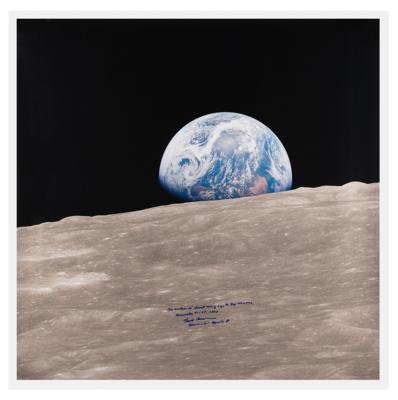 Lot #4071 Frank Borman Signed Oversized 'Earthrise' Photographic Print - Image 1
