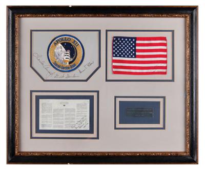Lot #4161 Apollo 12 Display with (2) Flown Artifacts - American Flag and UN Space Treaty - Image 5