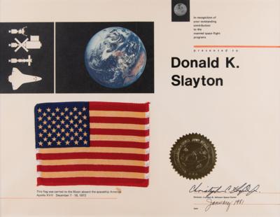 Lot #4304 Deke Slayton's Apollo 17 Flown Flag - Image 1