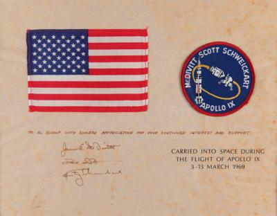 Lot #4080 Apollo 9 Flown Flag and Patch with Crew-Signed Certificate - Image 1