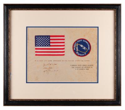 Lot #4080 Apollo 9 Flown Flag and Patch with Crew-Signed Certificate - Image 4
