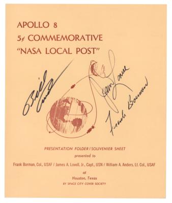 Lot #4065 Apollo 8 Crew-Signed Stamp Presentation Folder - Image 1