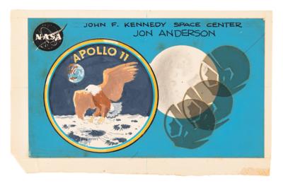 Lot #4107 Apollo 11 VIP Launch Badge Original Artwork - Image 1