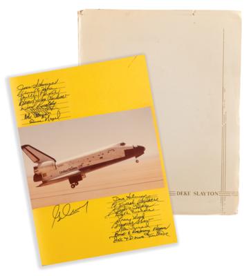 Lot #4370 Deke Slayton's Multi-Signed NASA Retirement Booklet - Image 1