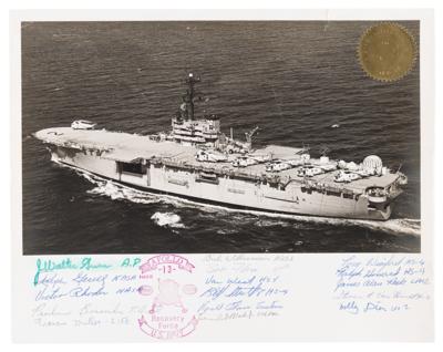 Lot #4231 Apollo 13 Recovery Ship Photograph Signed by (16) NASA, Press, and Recovery Personnel - Image 1